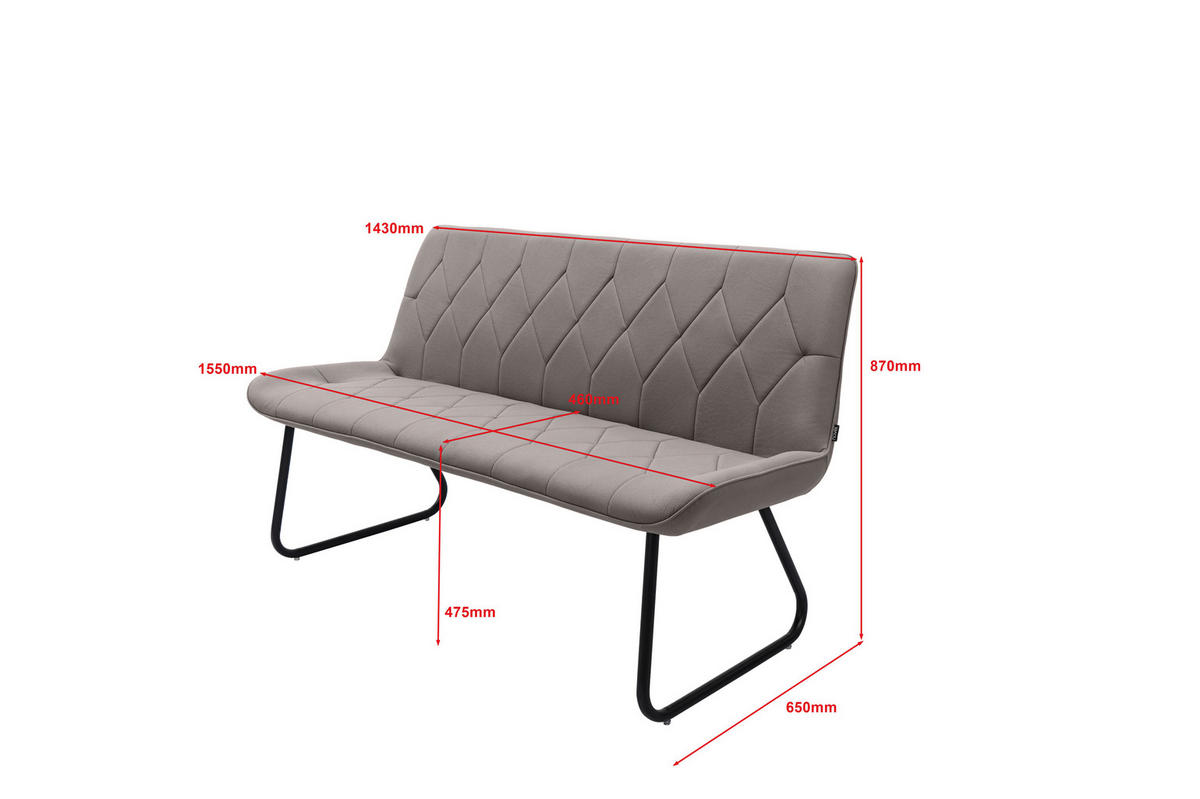 KLOP, kovina, tekstil siva, barve nerjavečega jekla  - barve nerjavečega jekla/siva, Design, kovina/tekstil (155/87/65cm) - Novel
