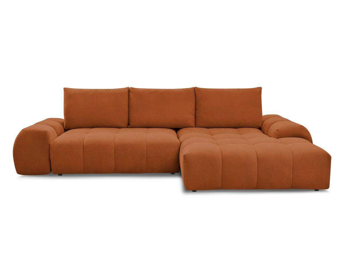 ECKSCHLAFSOFA EVEREST  mit Rücken echt, Armteil links, Armteil rechts Struktur Orange  - Schwarz/Orange, MODERN, Kunststoff/Textil (318/180cm) - Livetastic