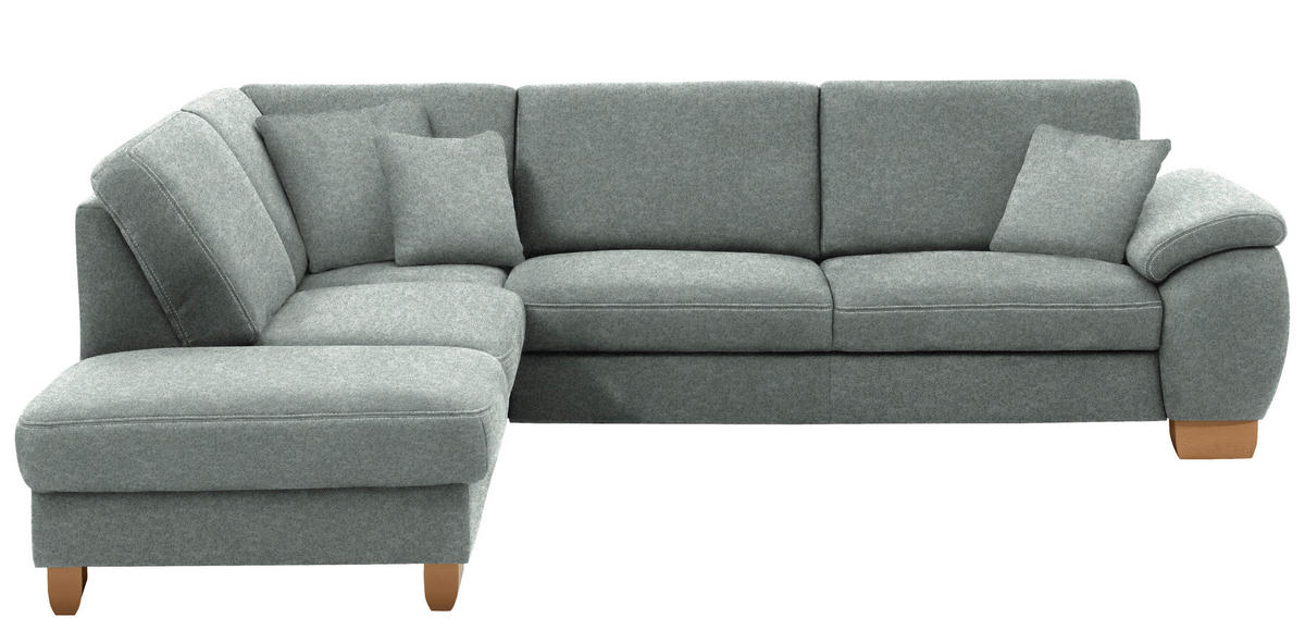 ECKSOFA  in Mikrofaser Grau  236/286 cm  - Wildeiche/Beige, KONVENTIONELL, Holz/Textil (236/286cm) - Voleo