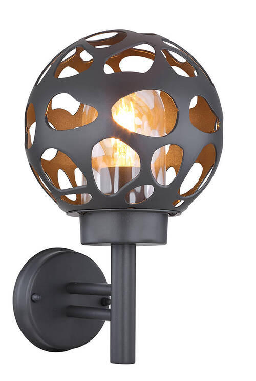 ZUNANJA STENSKA SVETILKA     20/22,5/32,7 cm          - antracit/prozorno, Design, kovina/umetna masa (20/22,5/32,7cm) - Globo