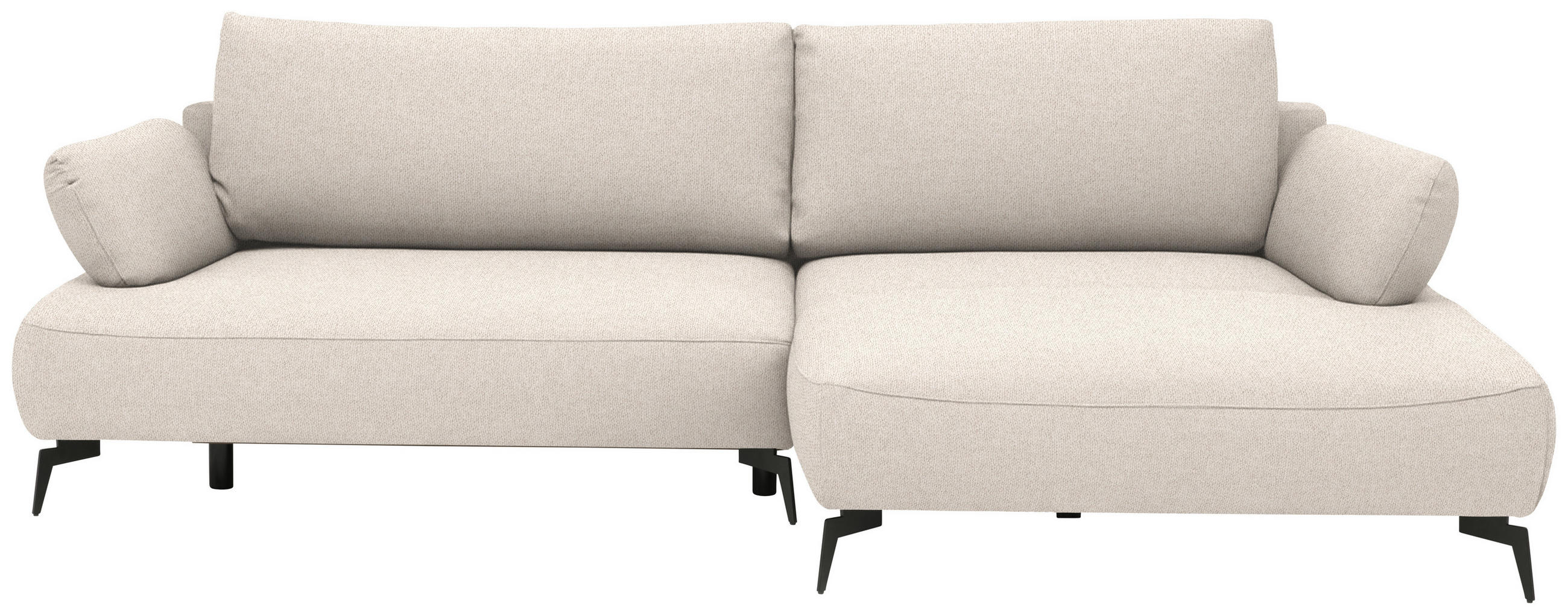 ECKSOFA  Struktur Sandfarben  - Sandfarben/Schwarz, Design, Textil/Metall (284/186cm) - Lomoco
