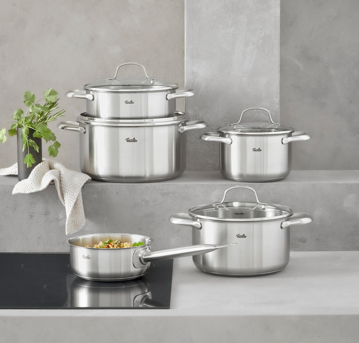 KOCHTOPFSET TORONTO 5-teilig  - Silberfarben, Basics, Metall - Fissler