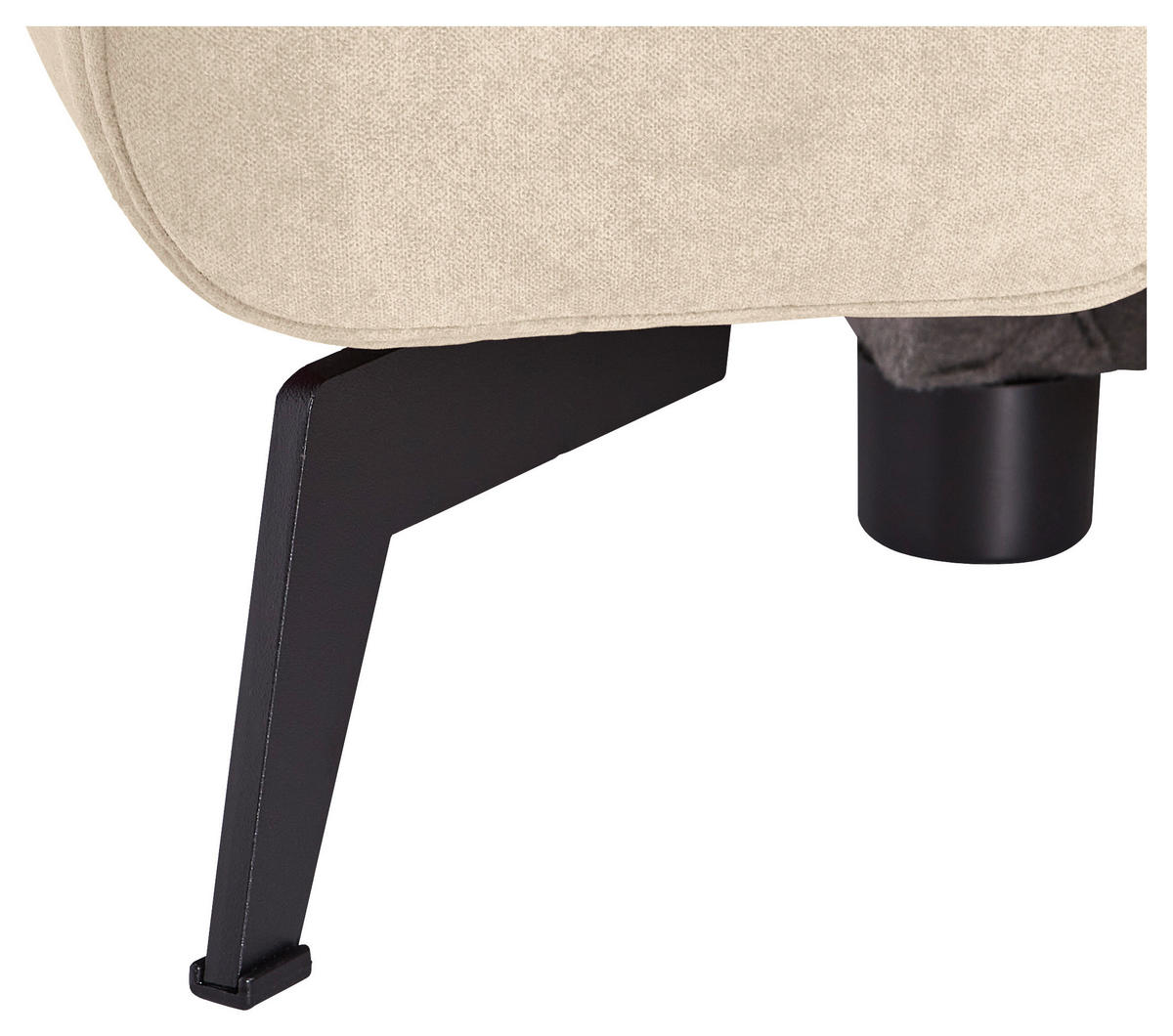 ECKSOFA in Chenille Beige  - Beige/Schwarz, Konventionell, Textil/Metall (275/257cm) - MID.YOU