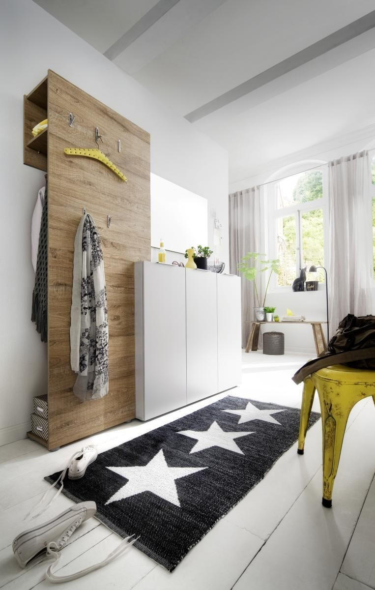 GARDEROBE 3-teilig in 175/190/39 cm - Weiss/Eichefarben, Design, Holzwerkstoff (175/190/39cm) - Carryhome