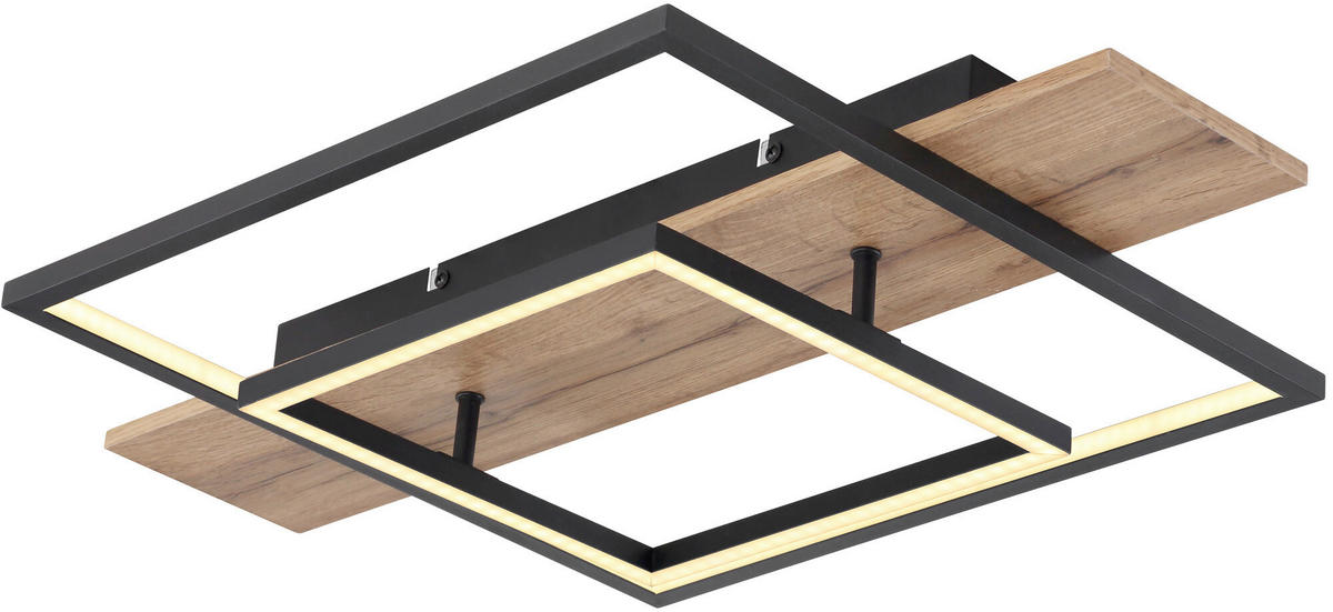LED-DECKENLEUCHTE 23,96 W    60/40/10 cm  - Opal/Schwarz, Basics, Holzwerkstoff/Kunststoff (60/40/10cm) - Novel