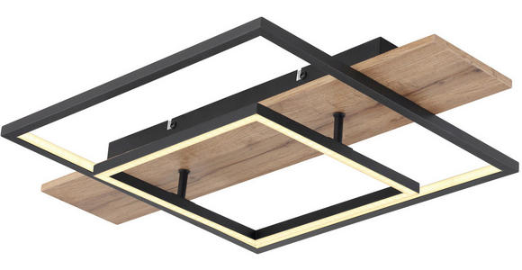 LED-DECKENLEUCHTE 60/40/10 cm   - Opal/Schwarz, Basics, Holzwerkstoff/Kunststoff (60/40/10cm) - Novel