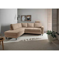 ECKSCHLAFSOFA in Hellbraun Textil   - Hellbraun/Schwarz, Modern, Holz/Textil (200/242cm) - Livetastic
