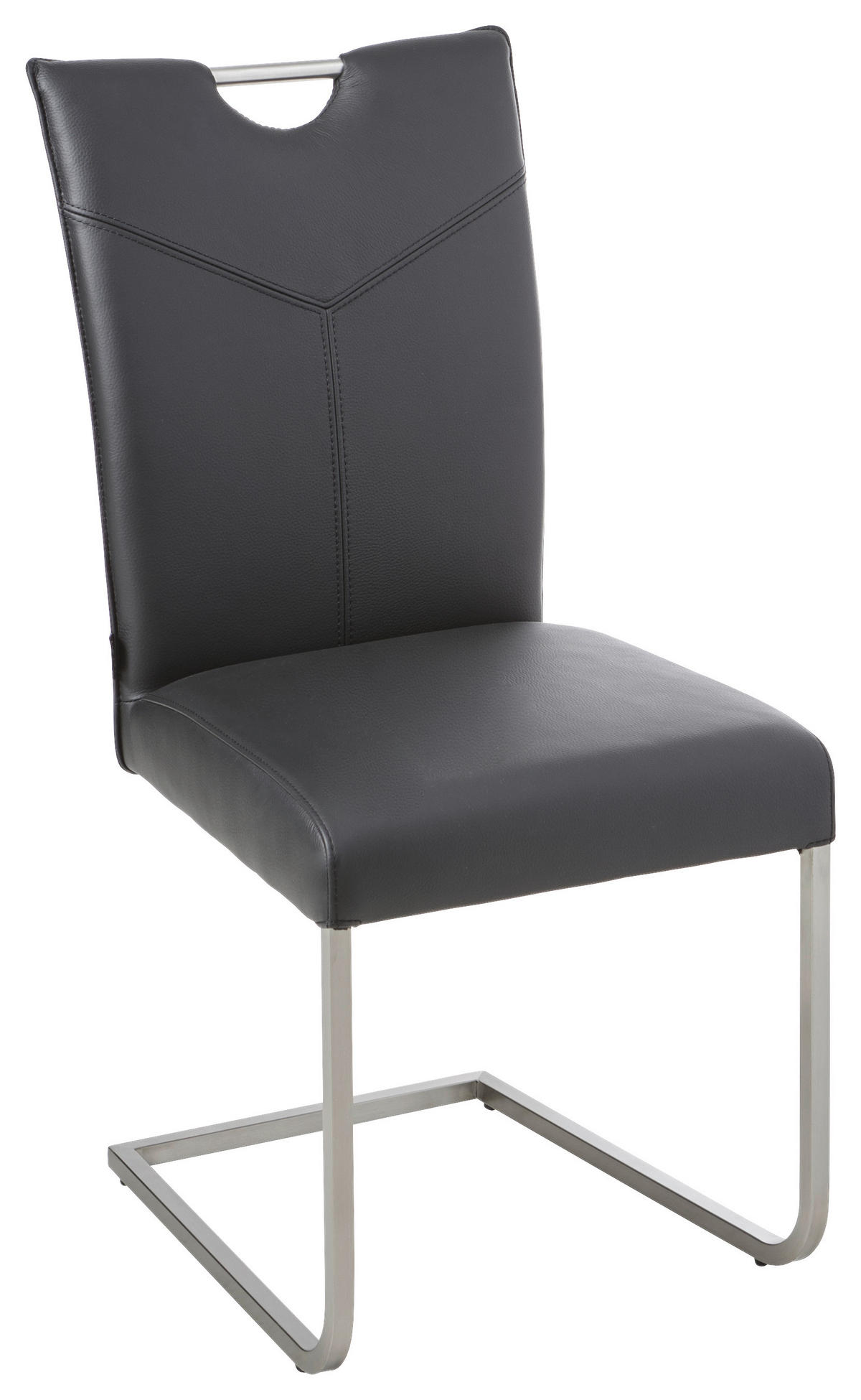 SCHWINGSTUHL  in Edelstahl Echtleder naturbelassen  - Edelstahlfarben/Schwarz, Design, Leder/Metall (48/98,5/62cm) - Novel