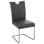 SCHWINGSTUHL    Echtleder  - Edelstahlfarben/Schwarz, Design, Leder/Metall (48/98,5/62cm) - Novel