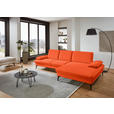 ECKSOFA in Chenille, Mikrofaser Orange  - Schwarz/Orange, Design, Textil/Metall (299/157cm) - Dieter Knoll