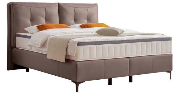 BOXSPRINGBETT 180/200 cm  in Mokka  - Schwarz/Mokka, Design, Leder/Holz (180/200cm) - Novel
