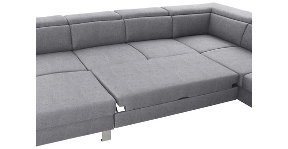 WOHNLANDSCHAFT inkl.Funktionen Hellgrau Webstoff  - Silberfarben/Hellgrau, Design, Textil/Metall (168/320/226cm) - Xora