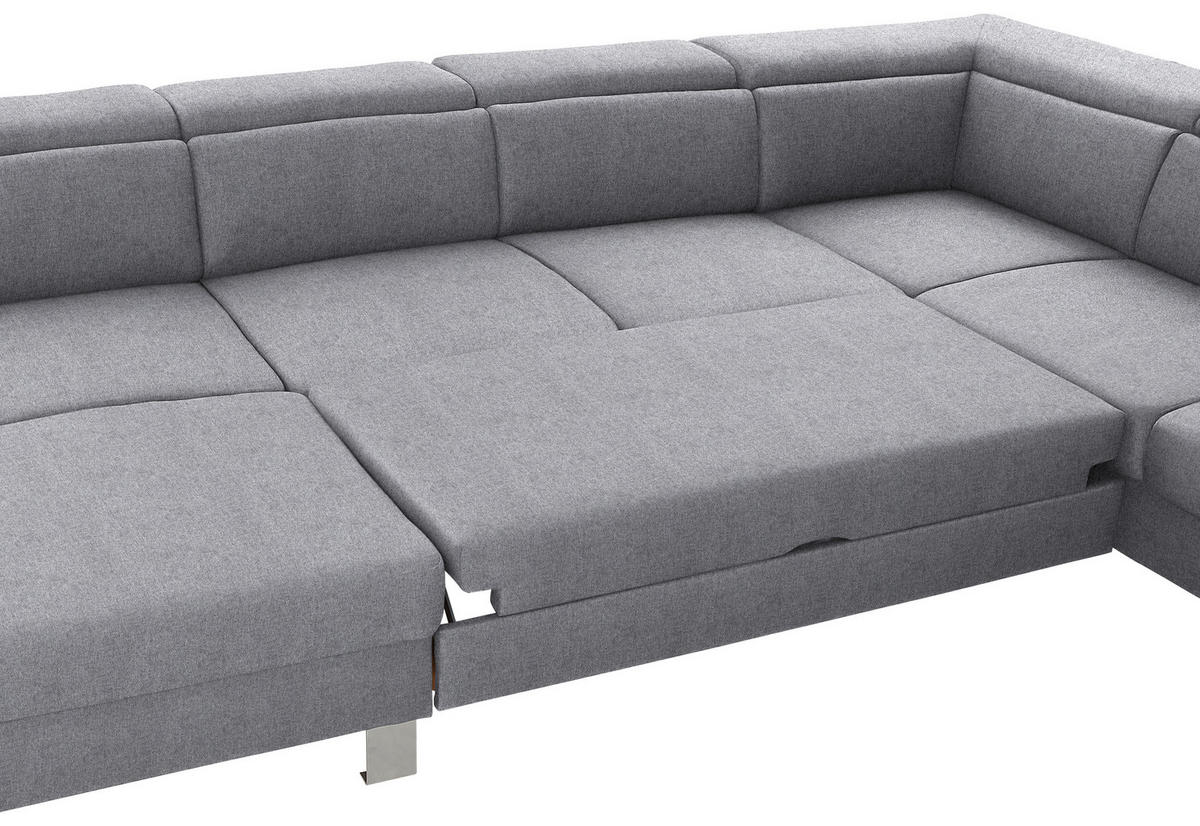 WOHNLANDSCHAFT in Webstoff Hellgrau  - Silberfarben/Hellgrau, Design, Textil/Metall (168/320/226cm) - Xora