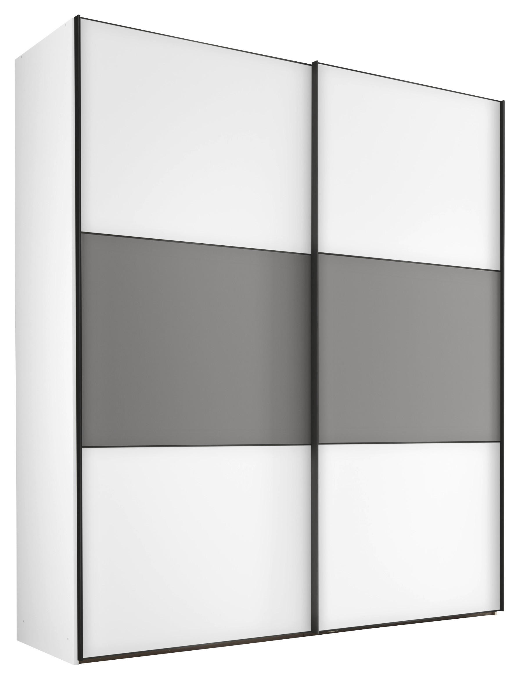 SCHWEBETÜRENSCHRANK 167/222/68 cm 2-türig  - Hellgrau/Schwarz, Holzwerkstoff/Metall (167/222/68cm) - Moderano