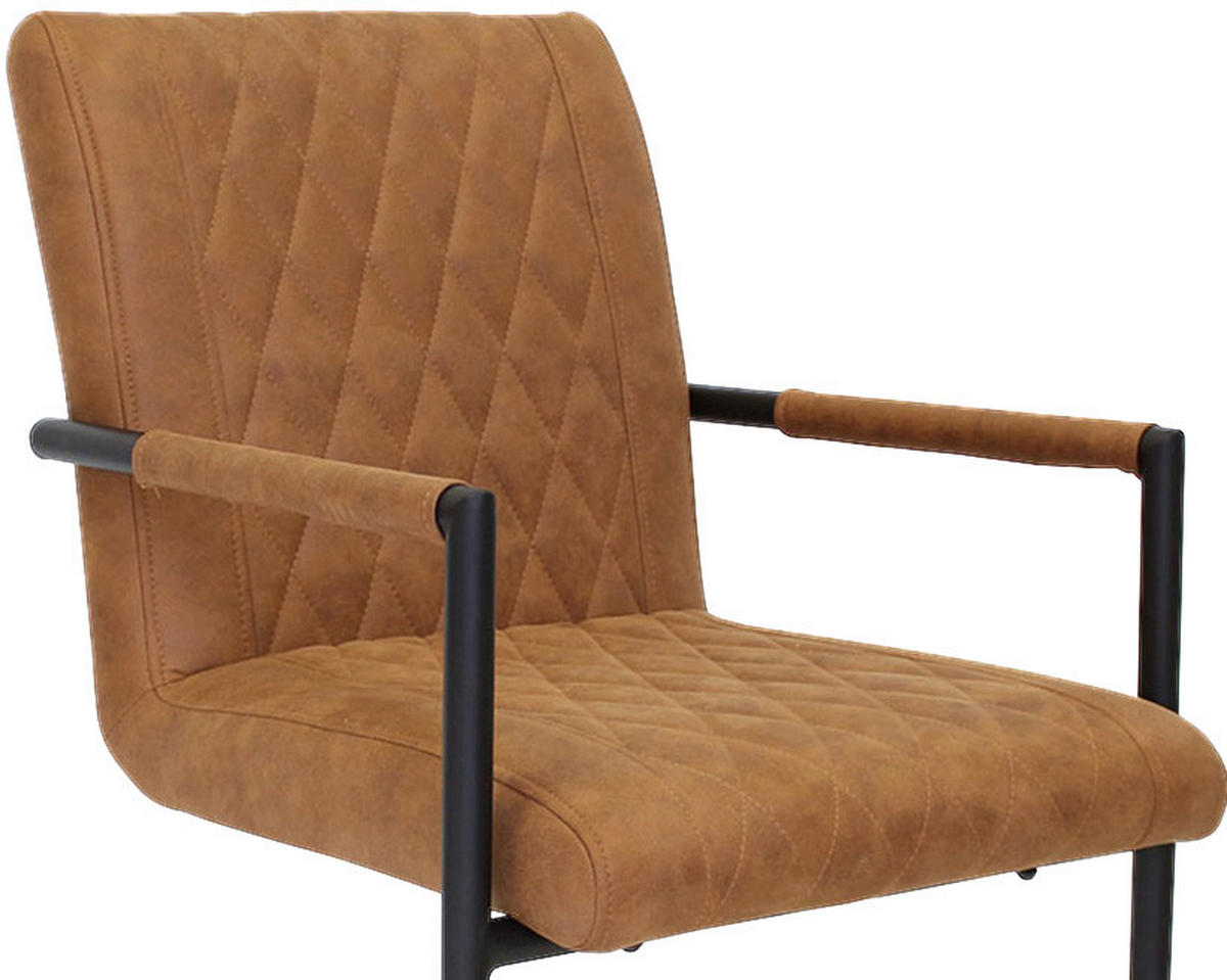 SADA STOLIČIEK S PODRÚČKAMI 2 kus - čierna/koňaková, Lifestyle, kov/textil (52cm) - MID.YOU