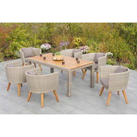 GARTENTISCHGRUPPE AkazieHartholz Aluminium  - Beige/Braun, KONVENTIONELL, Holz/Kunststoff - Gardenson