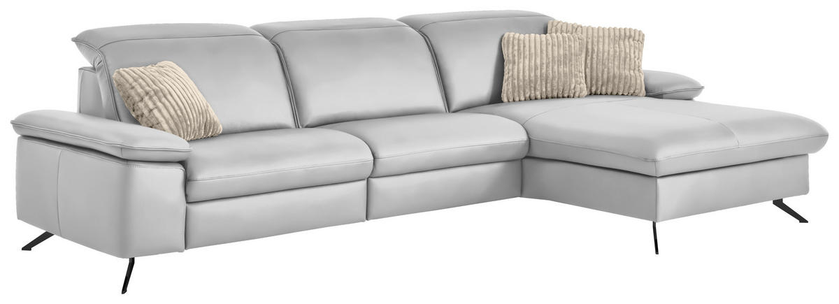 ECKSOFA  Echtleder Weiss  - Weiss/Schwarz, Design, Leder/Metall (307/169cm) - Beldomo Premium