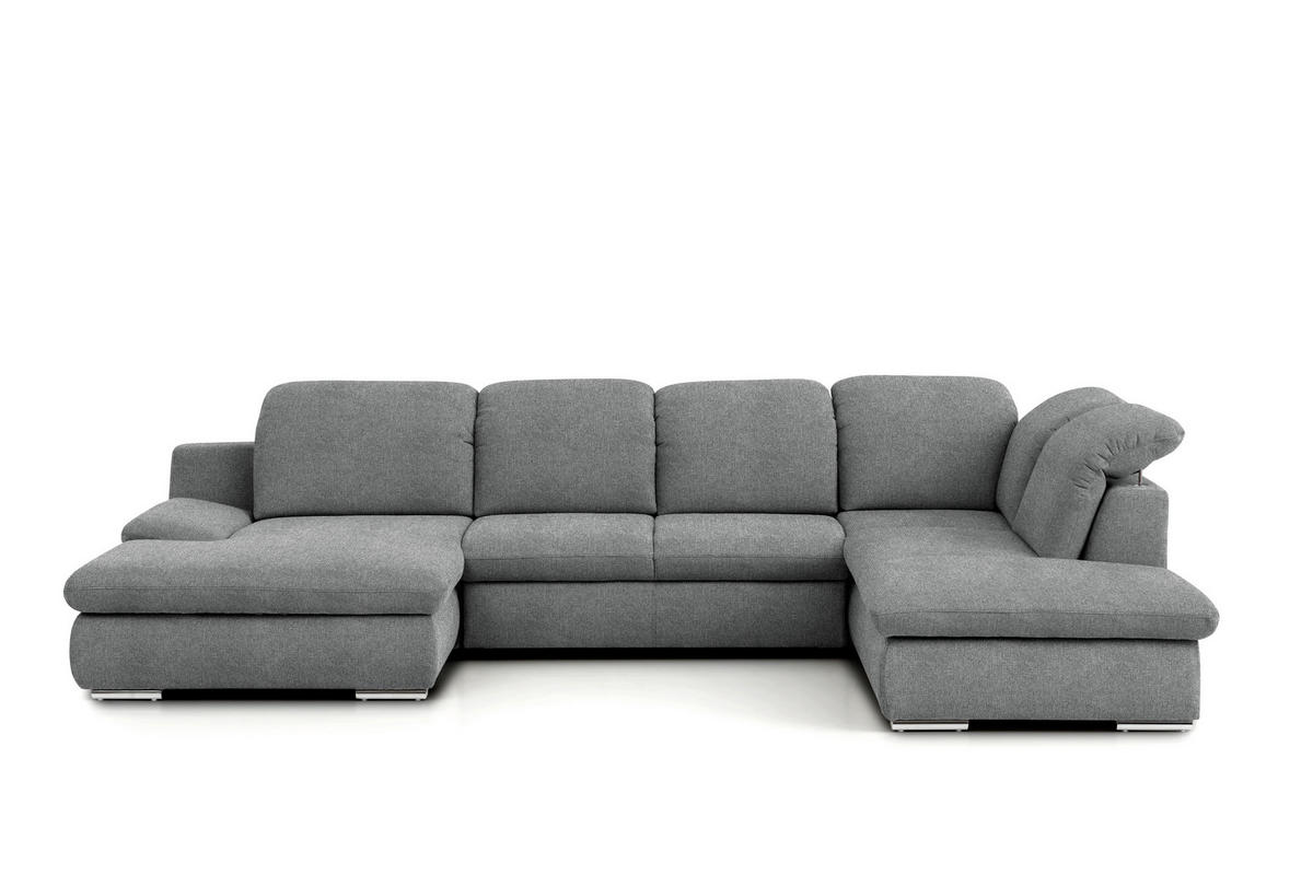 WOHNLANDSCHAFT in Chenille Dunkelgrau  - Chromfarben/Dunkelgrau, Design, Textil/Metall (165/353/212cm) - Livetastic