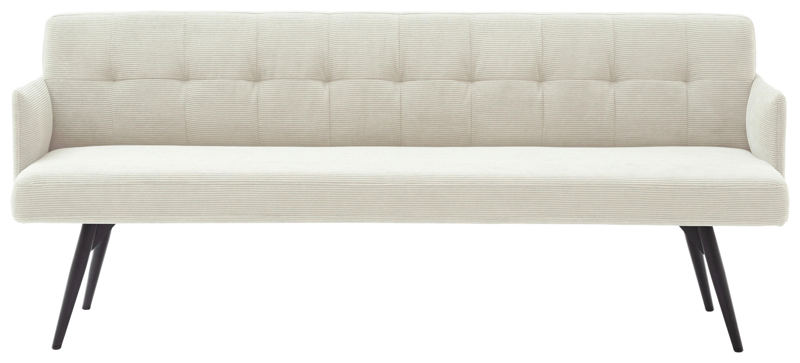 SITZBANK 206/85/69 cm Cord Weiß Metall - Schwarz/Weiß, Design, Textil/Metall (206/85/69cm) - Johann Jakob