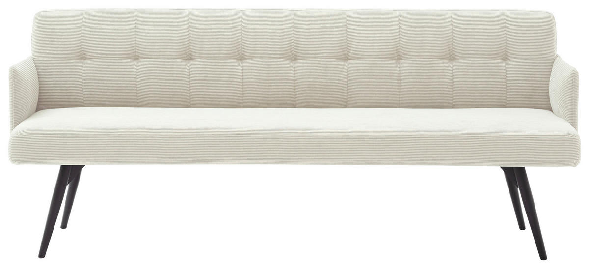 SITZBANK in Textil Weiss  - Weiss/Schwarz, Design, Textil/Metall (206/85/69cm) - Johann Jakob