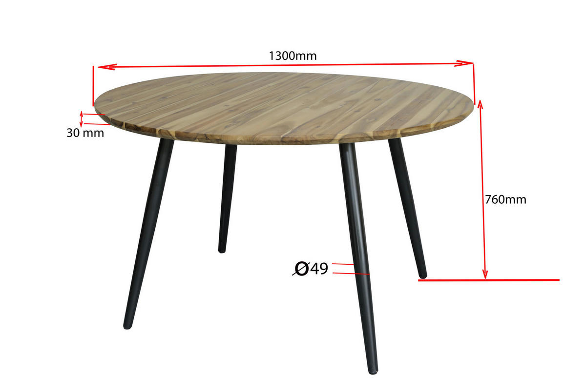 ESSTISCH in Holz, Metall 130/130/76 cm  - Schwarz/Akaziefarben, Modern, Holz/Metall (130/130/76cm) - MID.YOU