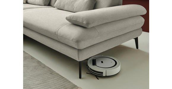 ECKSOFA  in Chenille, Flachgewebe Greige  180/284 cm  - Greige/Schwarz, Design, Textil/Metall (180/284cm) - Dieter Knoll