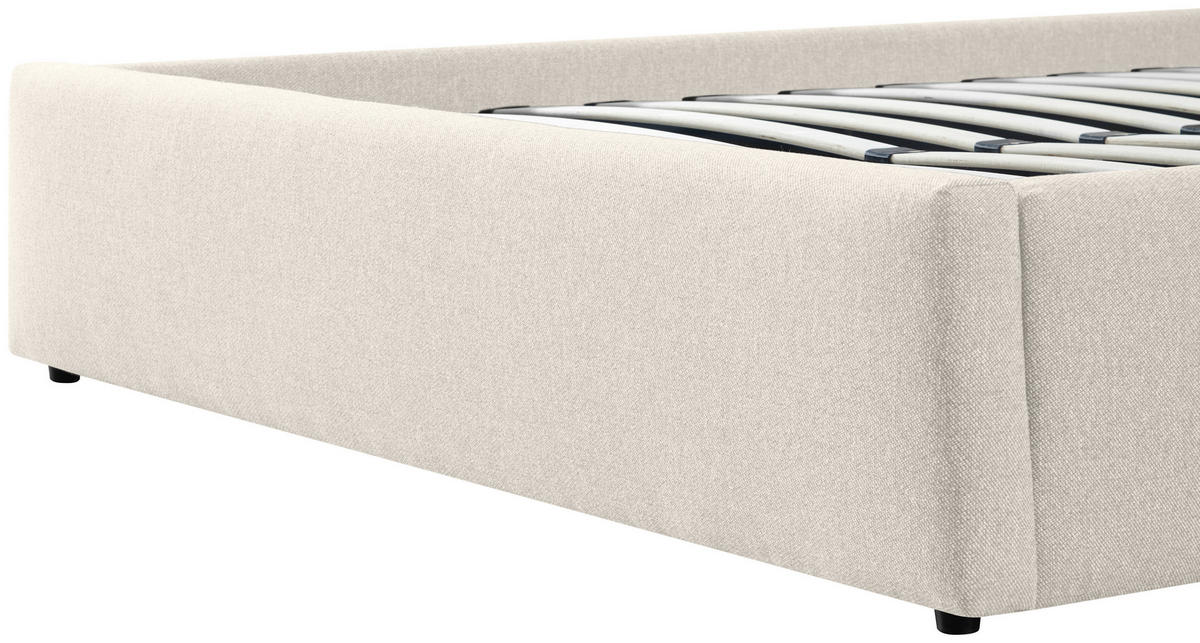 ČALOUNĚNÁ POSTEL, 140/200 cm, krémová - černá/krémová, Moderní, kov/dřevo (140/200cm) - Livetastic