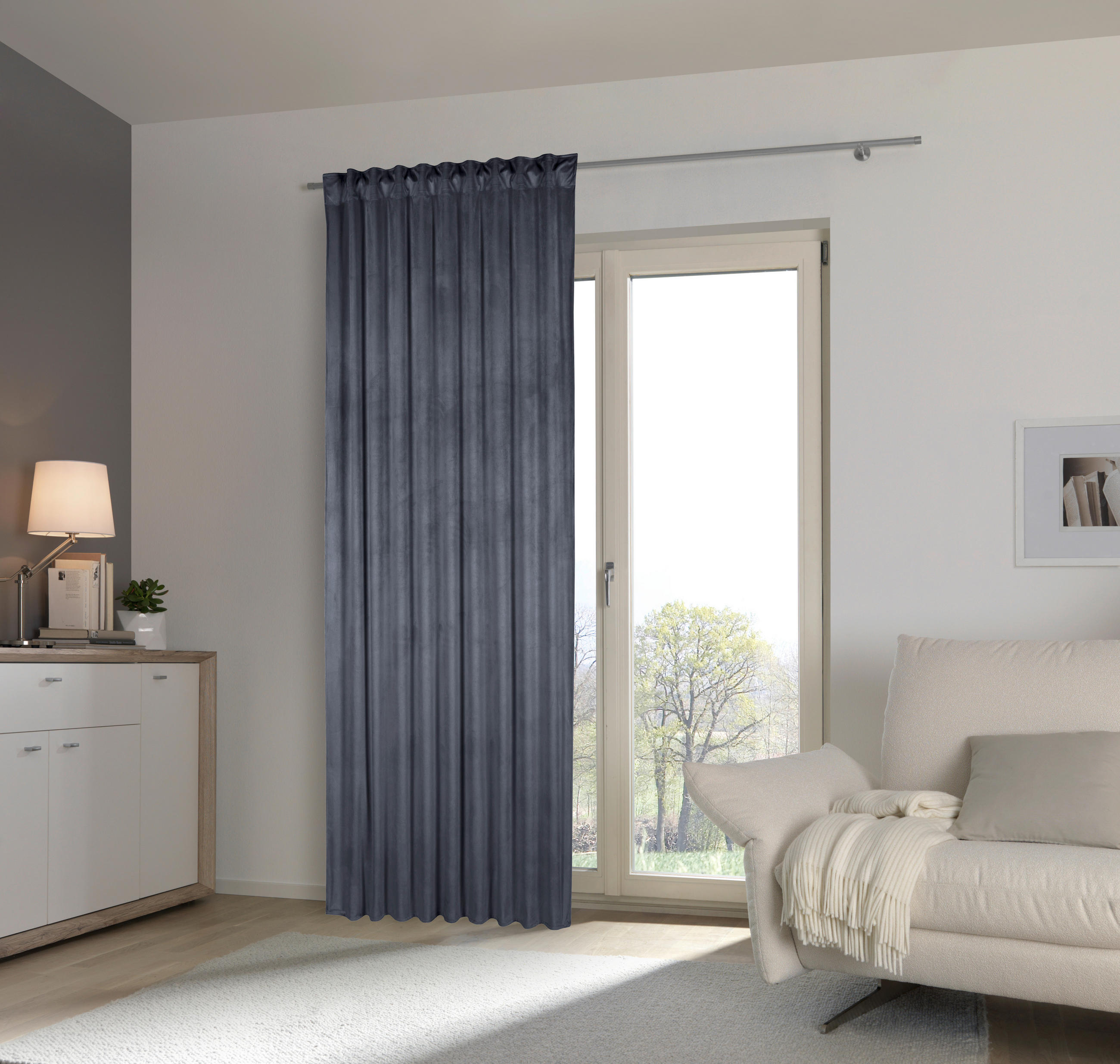 HOTOVÝ ZÁVES, nepriehľadné, 135/245 cm - tmavosivá, Basics, textil (135/245cm) - Esposa