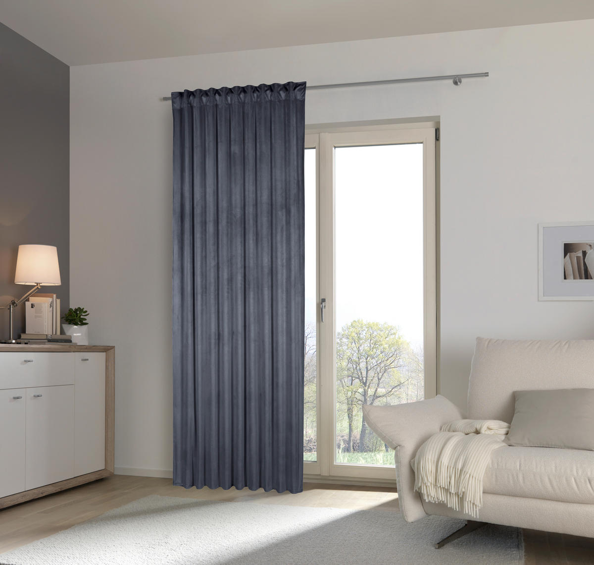 FERTIGVORHANG  blickdicht   135/245 cm  - Dunkelgrau, Basics, Textil (135/245cm) - Esposa