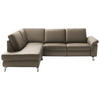 ECKSOFA in Echtleder Taupe  - Taupe/Chromfarben, Design, Leder/Metall (200/271cm) - Pure Home Lifestyle
