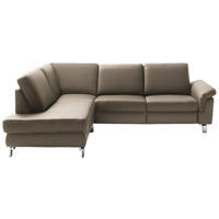 ECKSOFA in Echtleder Taupe  - Taupe/Chromfarben, Design, Leder/Metall (200/271cm) - Pure Home Lifestyle
