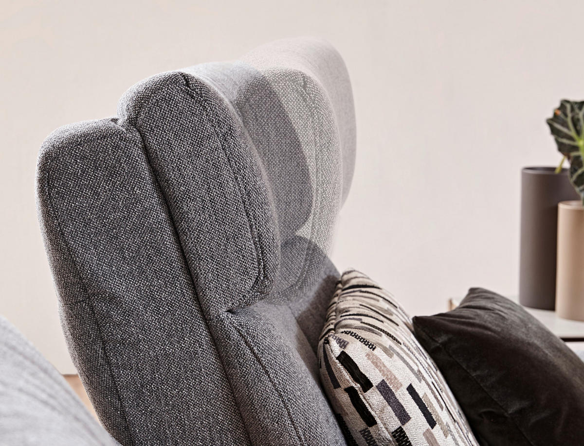 HEIMKINO-SOFA Chenille Grau  - Edelstahlfarben/Grau, KONVENTIONELL, Holz/Textil (221/107/106cm) - Himolla Komfortklass