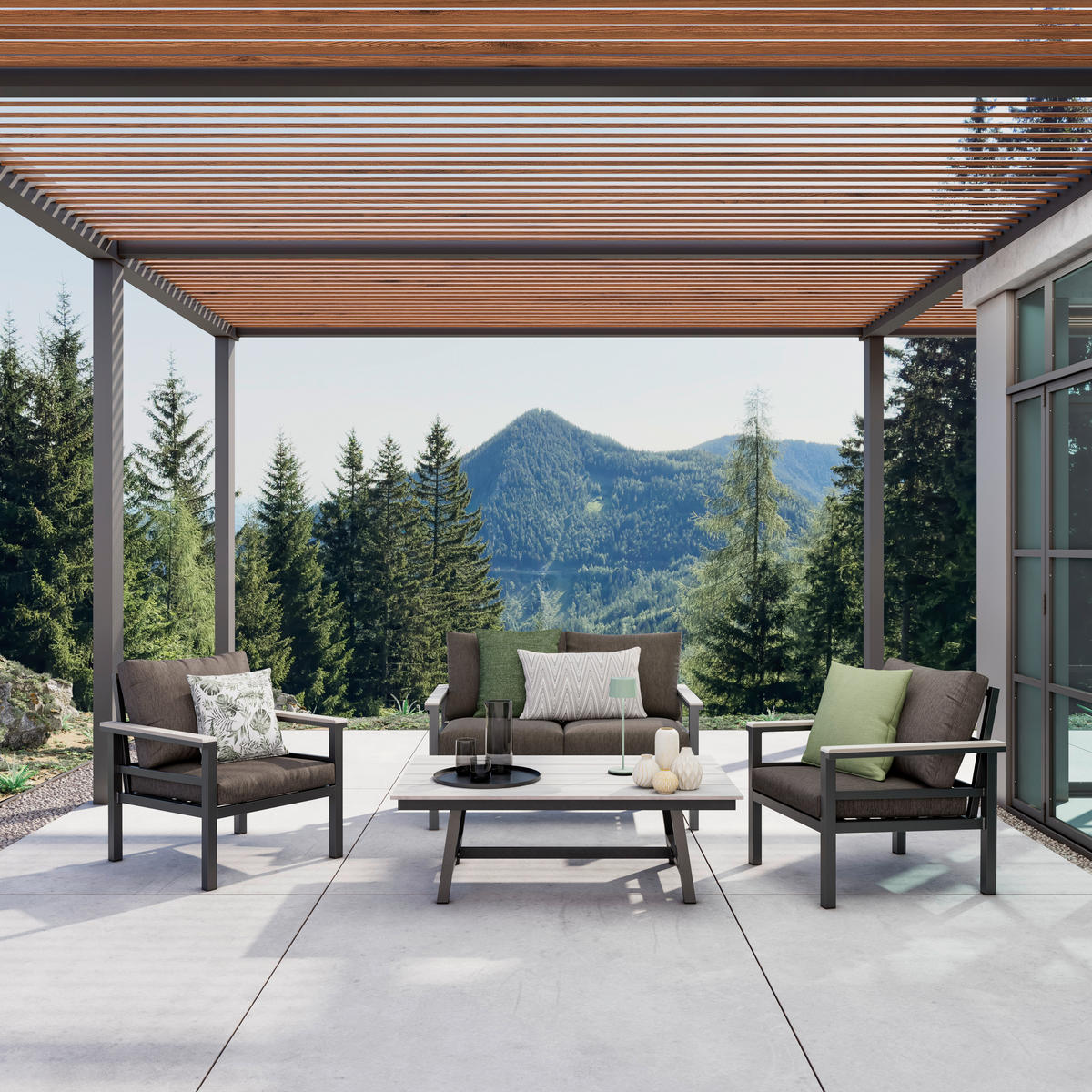 LOUNGETISCH  - Dunkelgrau/Hellgrau, Basics, Kunststoff/Metall (120/80/40cm) - Amatio