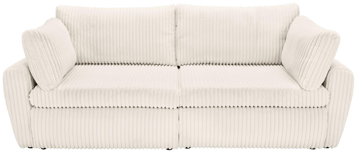 SCHLAFSOFA in Cord, Plüsch Weiss  - Weiss/Schwarz, Modern, Kunststoff/Textil (240/90/120cm) - Carryhome