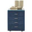 NACHTSCHRANK 50/64/41,5 cm  - Chromfarben/Blau, KONVENTIONELL, Glas/Textil (50/64/41,5cm) - Dieter Knoll