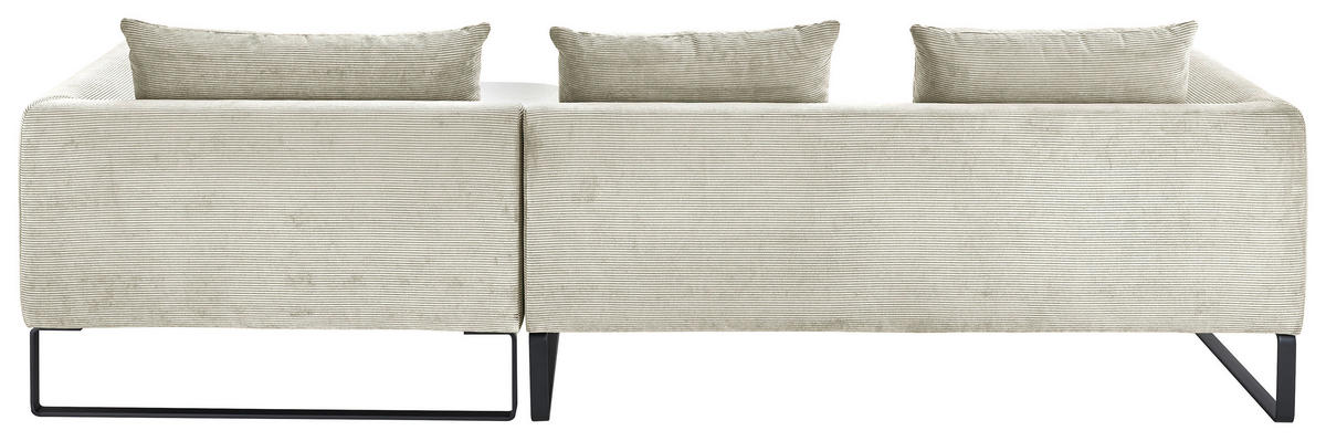 ECKSOFA in Cord Creme  284/178 cm  - Creme/Schwarz, KONVENTIONELL, Textil/Metall (284/178cm) - Hom`in