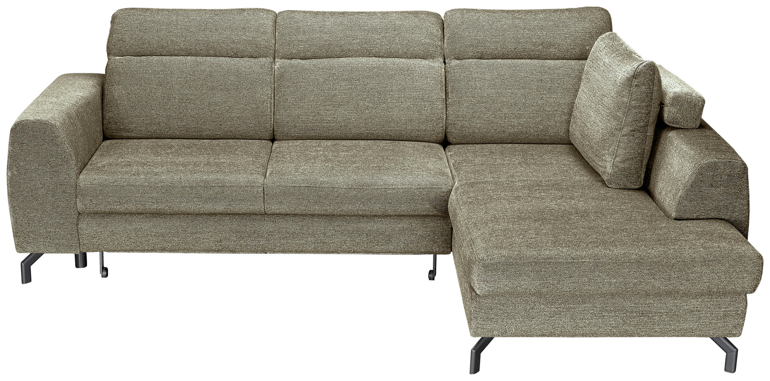 ECKSOFA Olivgrün Chenille  - Schwarz/Olivgrün, KONVENTIONELL, Textil/Metall (266/185cm) - Carryhome