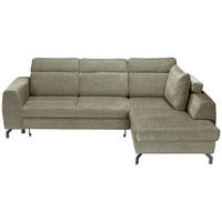 ECKSOFA Olivgrün Chenille  - Schwarz/Olivgrün, KONVENTIONELL, Textil/Metall (266/185cm) - Carryhome