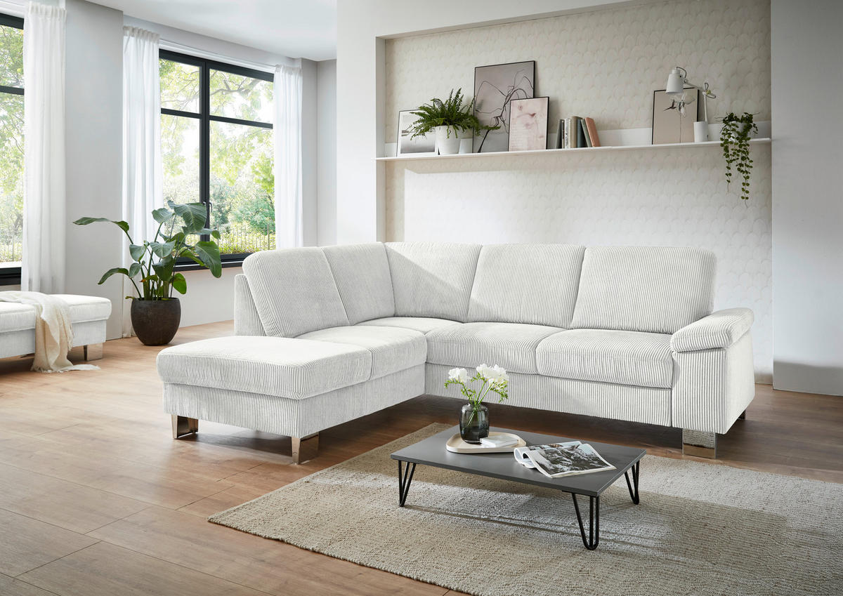 HÖRNSOFFA i manchester ecru  - stålfärgad/ecru, Klassisk, metall/textil (200/248cm) - Beldomo System