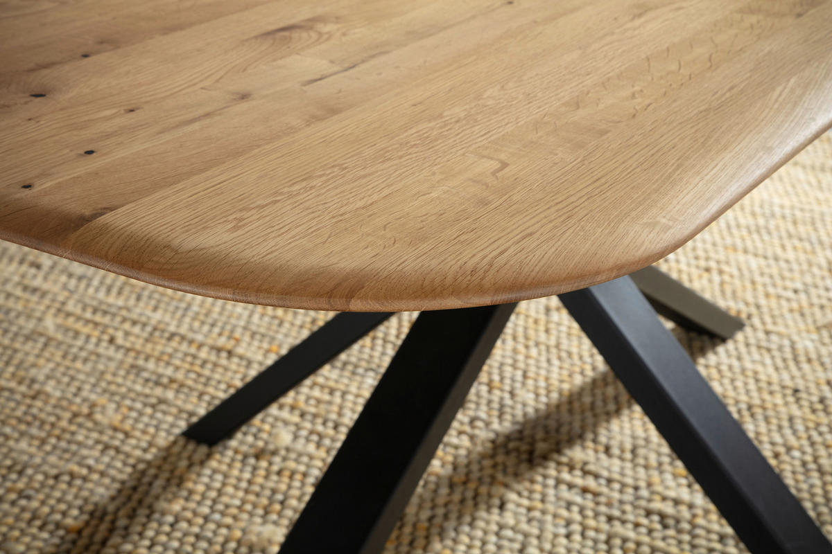 ESSTISCH Eiche massiv rechteckig Schwarz, Eichefarben  - Eichefarben/Schwarz, LIFESTYLE, Holz/Metall (160/90/75cm) - Linea Natura