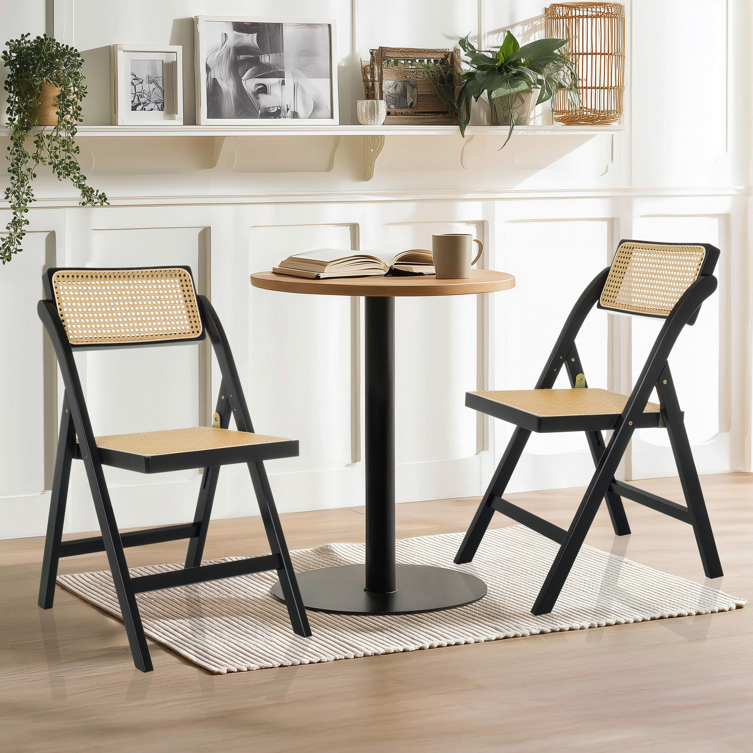 KLAPPSTUHL Bambus, Rattan Braun, Schwarz  - Schwarz/Braun, MODERN, Holz (45,5/83,5/45cm) - MID.YOU