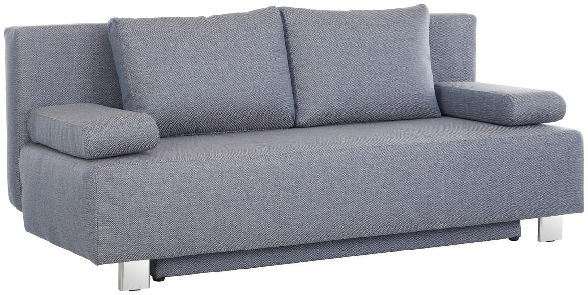SCHLAFSOFA  mit Stoffauswahl, Rücken echt Grau  - Chromfarben/Grau, Design, Textil/Metall (197/88/89cm) - Livetastic