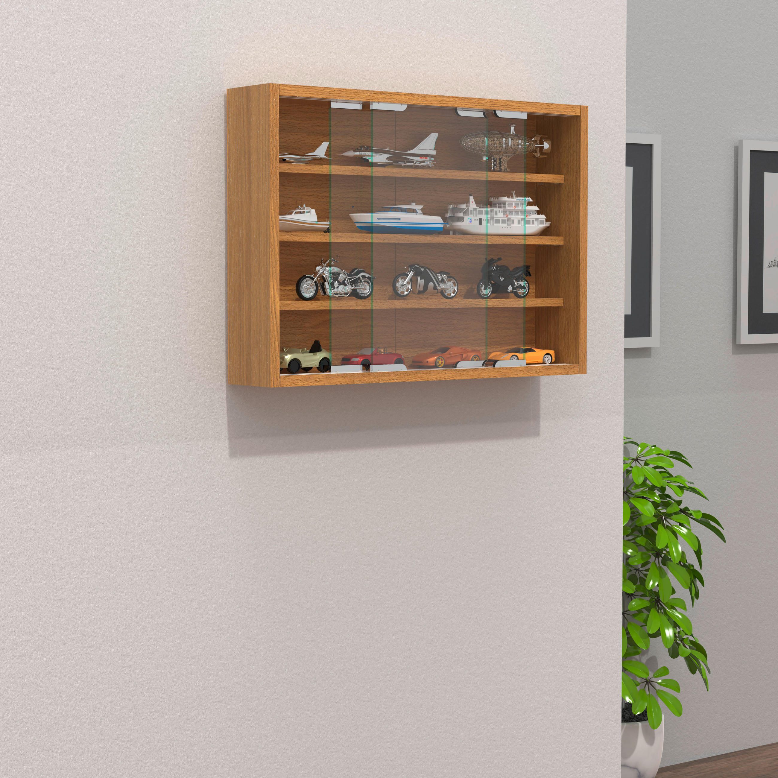 HÄNGEVITRINE in Buchefarben  - Silberfarben/Buchefarben, Modern, Glas/Holzwerkstoff (57/40/10cm) - MID.YOU