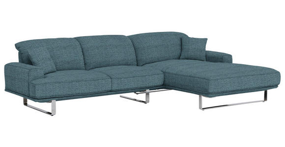 ECKSOFA Blau Webstoff  - Blau, Design, Textil/Metall (304/184cm) - Dieter Knoll