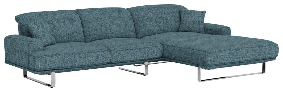 ECKSOFA in Webstoff Blau  - Blau, Design, Textil/Metall (304/184cm) - Dieter Knoll