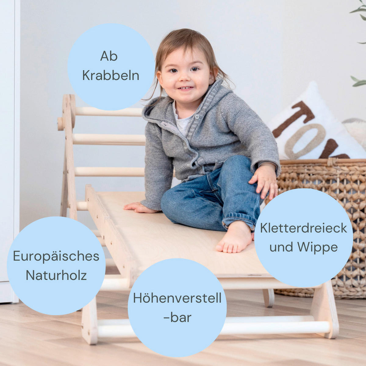 KLETTERDREIECK  - Birkefarben, Basics, Holz (68/53,5/69cm) - CLIFF