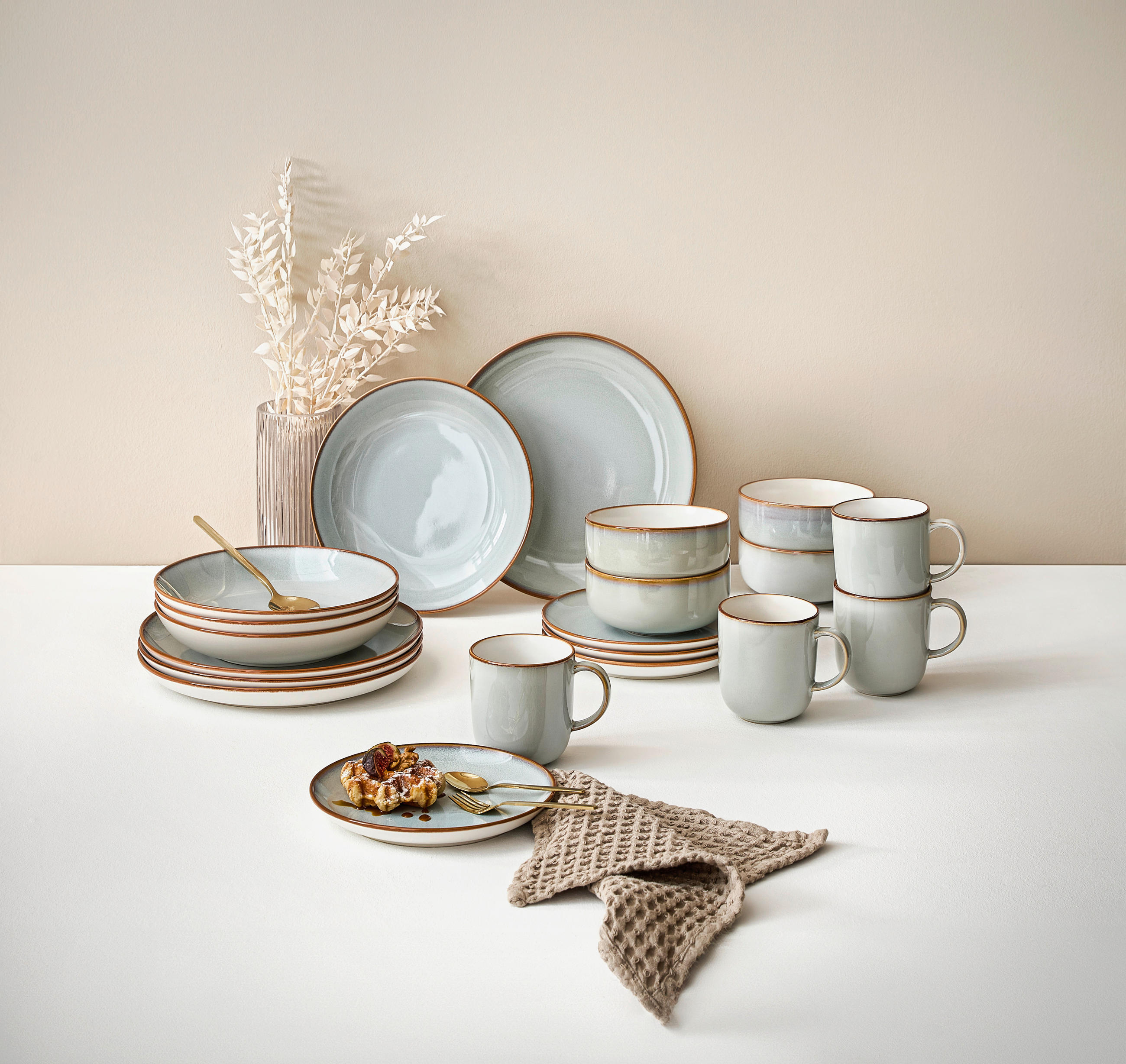 FRÜHSTÜCKSSET Grau PORTOFINO  - Grau, Trend, Keramik (33,5/21,5/22cm) - Ritzenhoff Breker