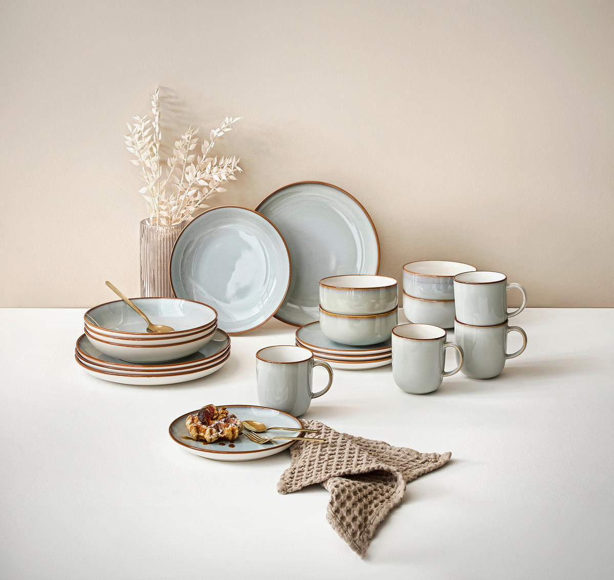 FRÜHSTÜCKSSERVICE Grau PORTOFINO  - Grau, Trend, Keramik (33,5/21,5/22cm) - Ritzenhoff Breker