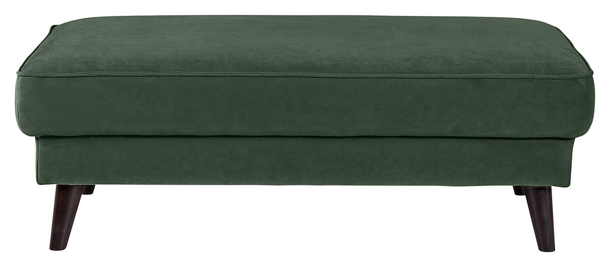 HOCKER Velours Dunkelgrün  - Wengefarben/Dunkelgrün, MODERN, Holz/Textil (123/45/74cm) - Trendmanufaktur