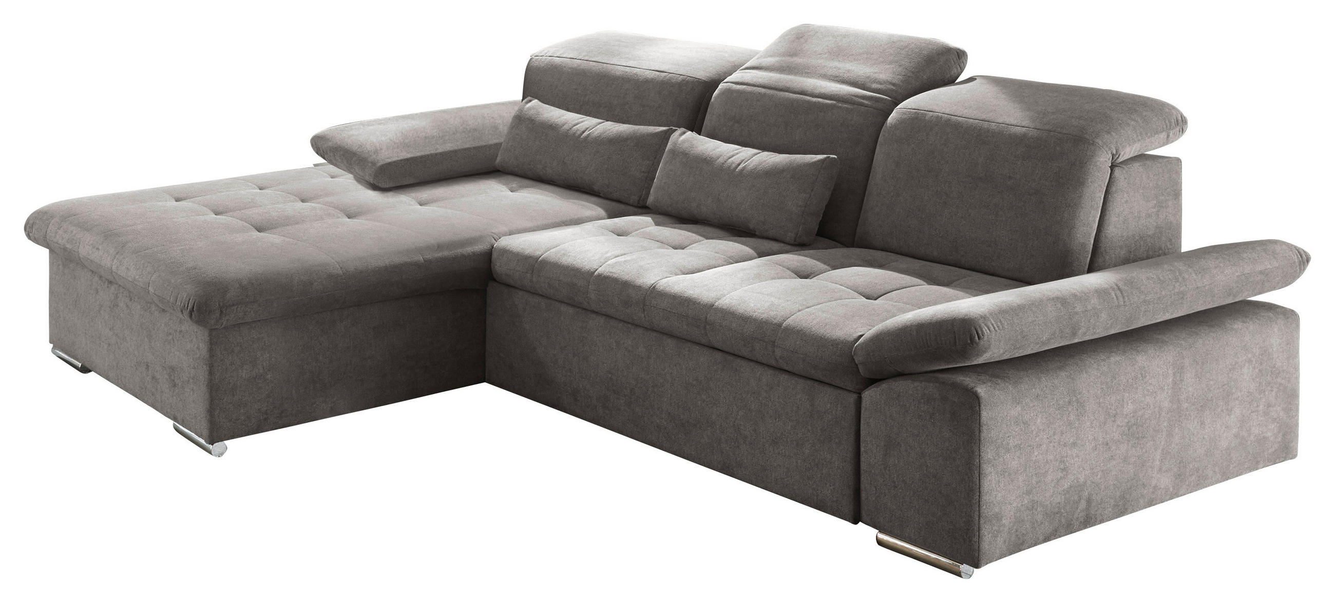 ECKSOFA Schlammfarben Mikrovelours  - Schlammfarben/Silberfarben, KONVENTIONELL, Kunststoff/Textil (188/276cm) - MID.YOU